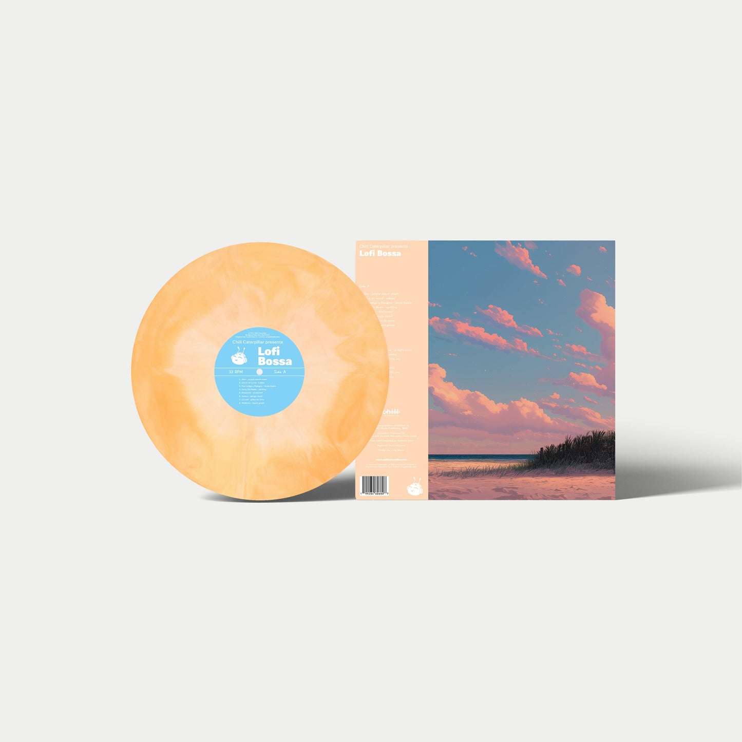 Lofi Bossa vinyl record back cover with full tracklist