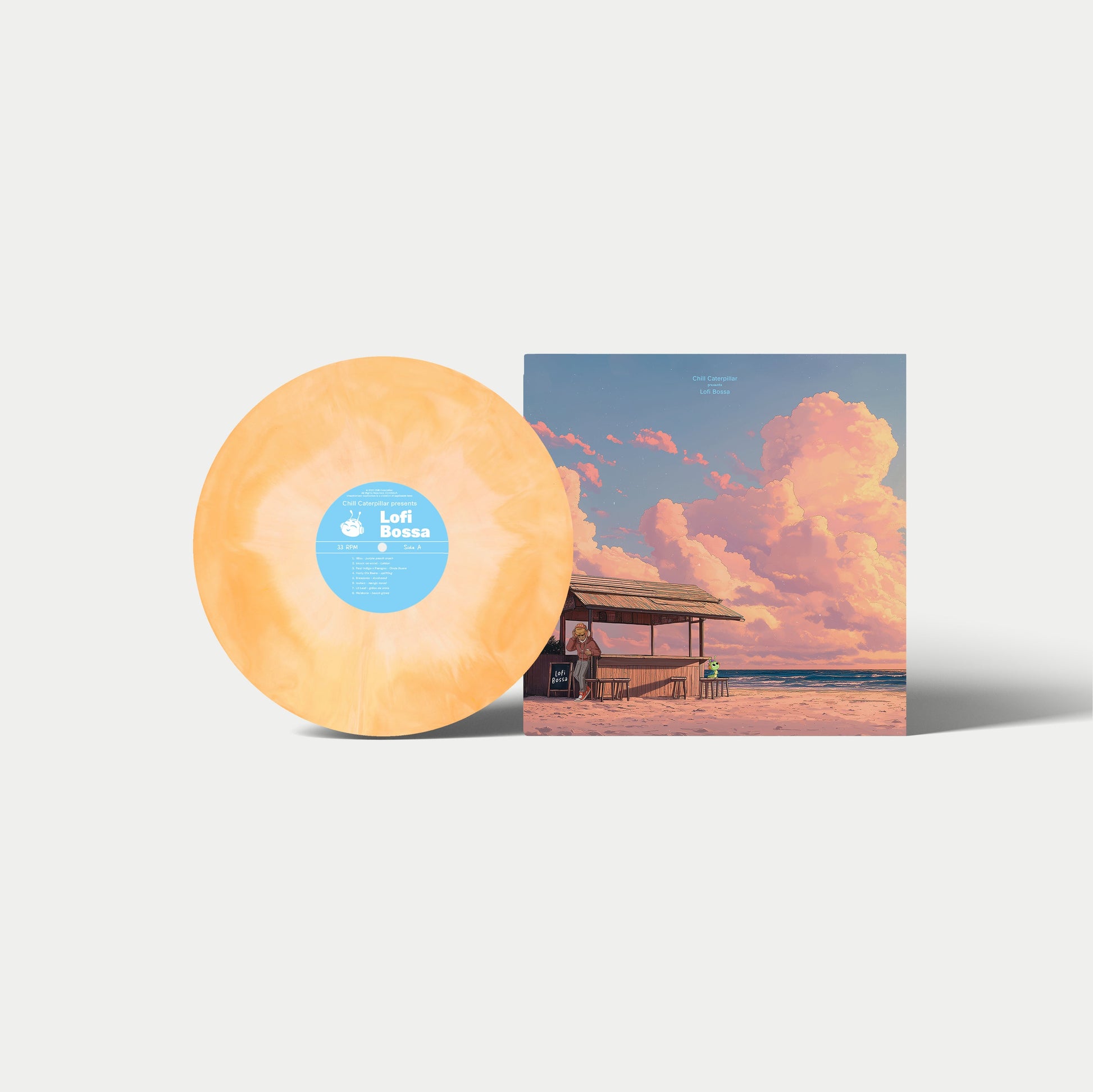 Lofi Bossa limited-edition colored vinyl record front cover by Chill Caterpillar