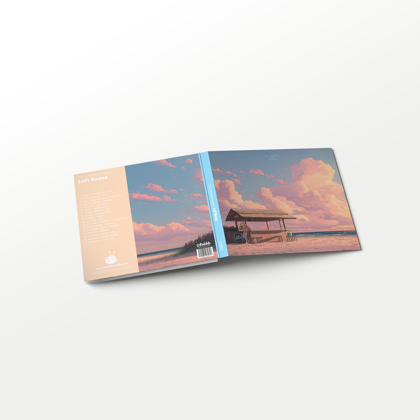 Chill Caterpillar Lofi Bossa CD back cover with tracklist